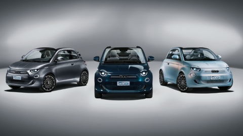 Trio of Fiat 500e Cars in Studio