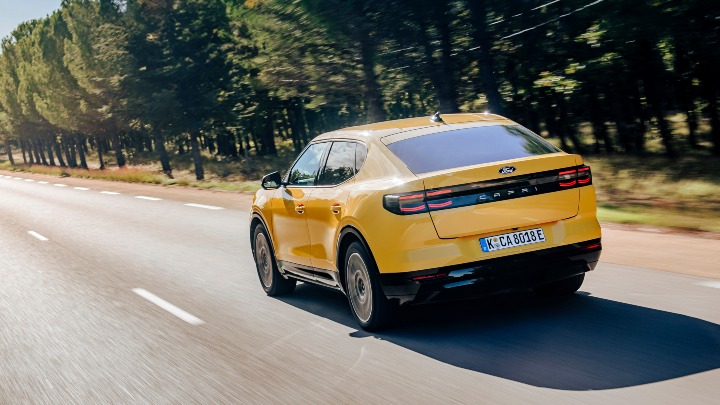 Ford Capri Yellow Driving rear
