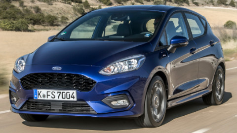Blue Ford Fiesta ST Line Exterior Front Driving