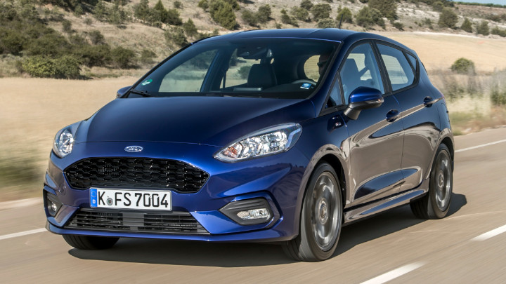 Blue Ford Fiesta ST Line Exterior Front Driving