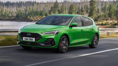 Green Ford Focus ST, driving shot