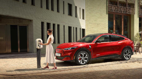 Red Ford Mustang Mach-E Exterior Front Charging