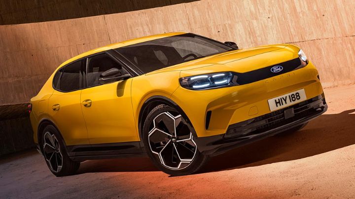 Yellow Ford Capri in Studio Setting