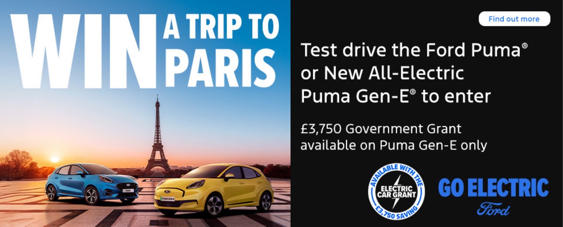 Test drive the Puma or the All-Electric Puma Gen-E to enter.