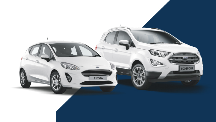 white ford focus and white ford ecosport