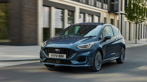 Blue 2022 Ford Fiesta Van Driving