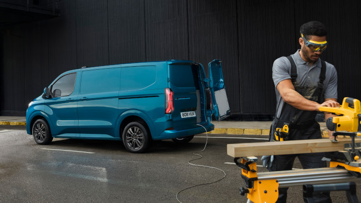 Blue Ford E-Transit Custom ProPower Onboard Technology