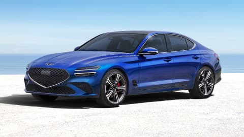 Blue Genesis G70 render in a studio