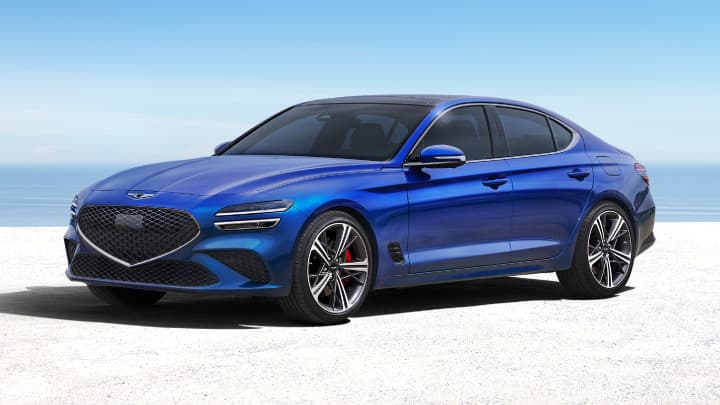 Blue Genesis G70 render in a studio