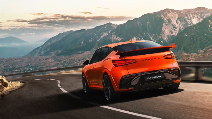 Genesis GV60 Magma driving rear