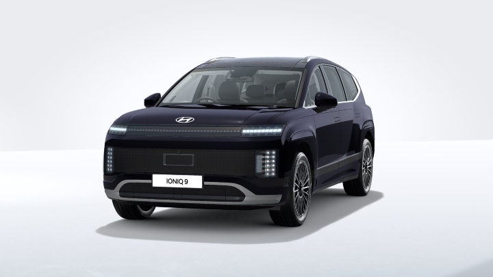 Dark Blue Hyundai IONIQ 9 Calligraphy Exterior Front in Studio