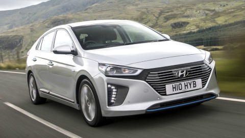 Silver Hyundai IONIQ Driving