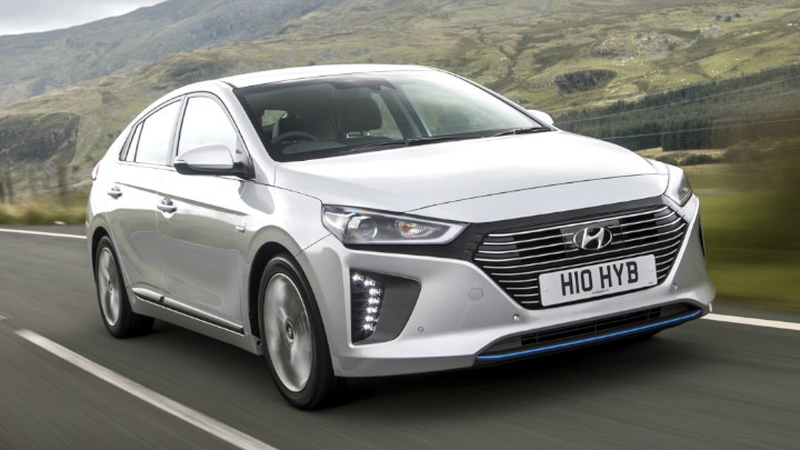Silver Hyundai IONIQ Driving