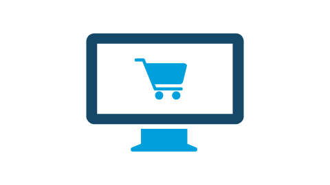 buy online graphic illustrating shopping card on desktop