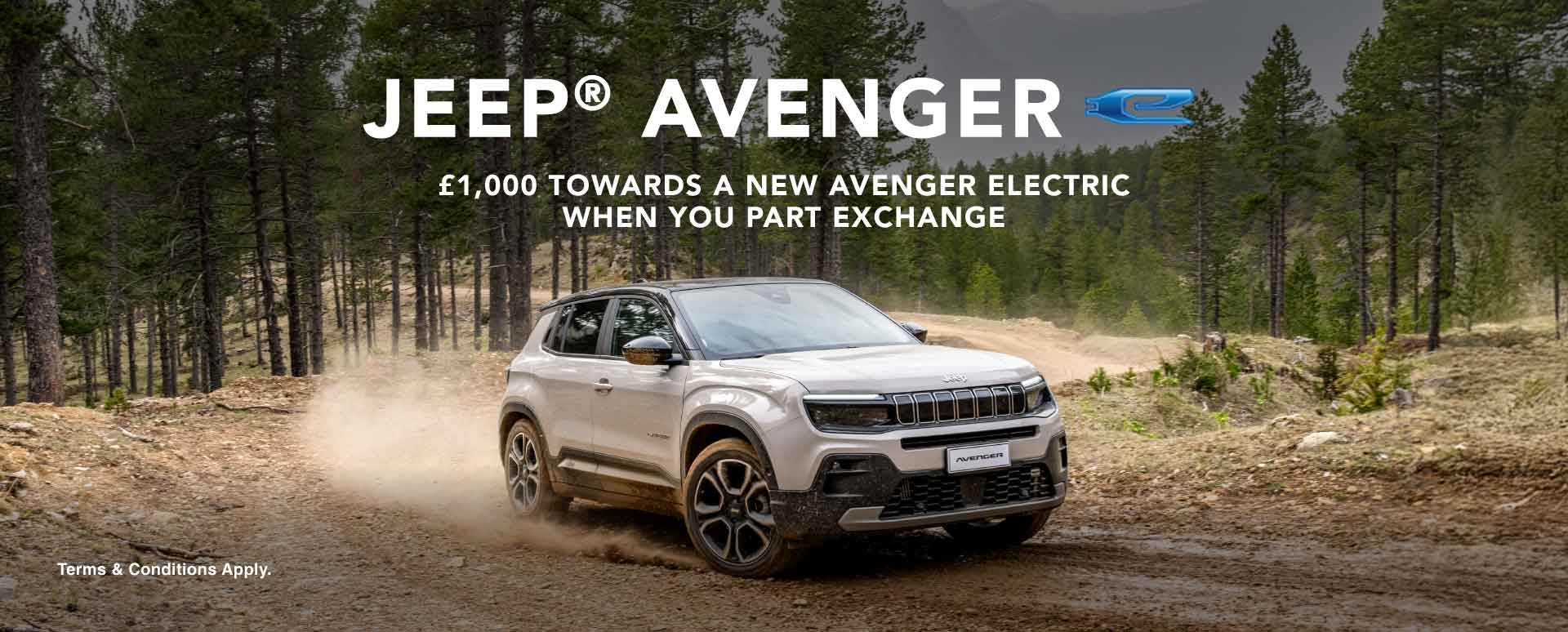 Jeep Avenger on dirt road