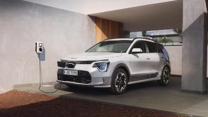 White Kia Niro EV Charging