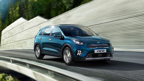 Blue Kia Niro Self-Charging Hybrid Driving