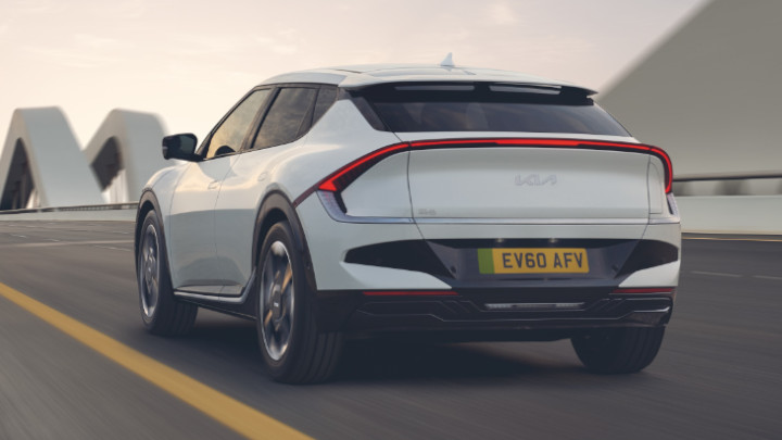 Kia EV6 GT Driving White Rear Angle