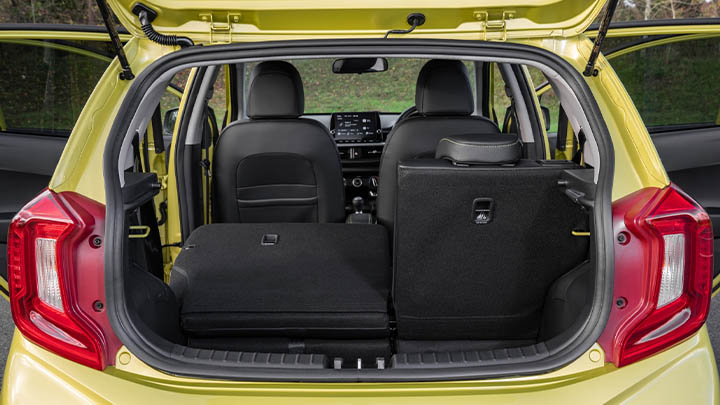 Yellow Kia Picanto, boot