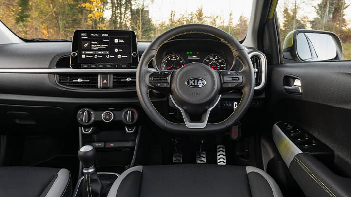 Yellow Kia Picanto, interior