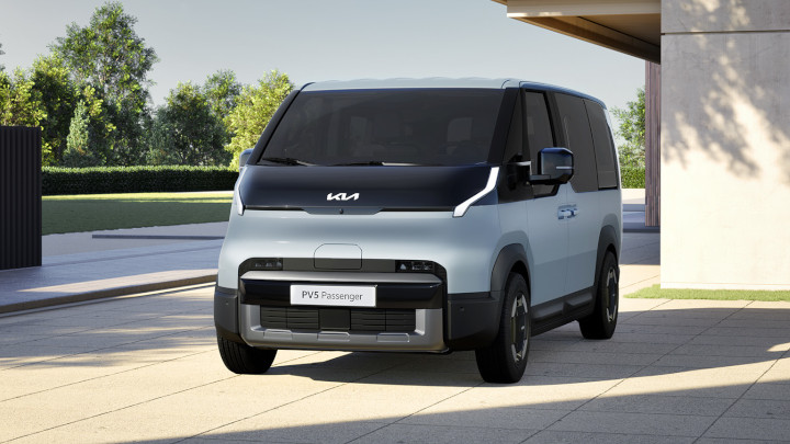 Kia PV5 Passenger in Silver Front View Parked