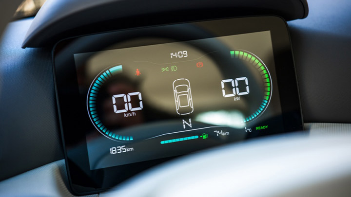 Close up of a Leapmotor T03's digital display