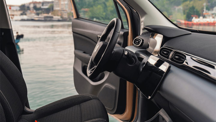 White Leapmotor T03 interior shot with driver's door open