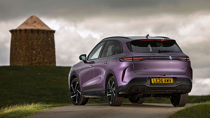 Purple LEPAS L8 Exterior Rear Static with Turret Building in Background