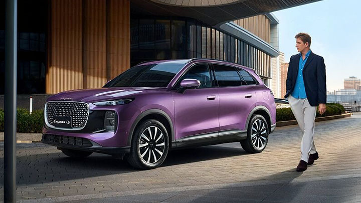 Purple LEPAS L8 Static Front with Man Walking Past