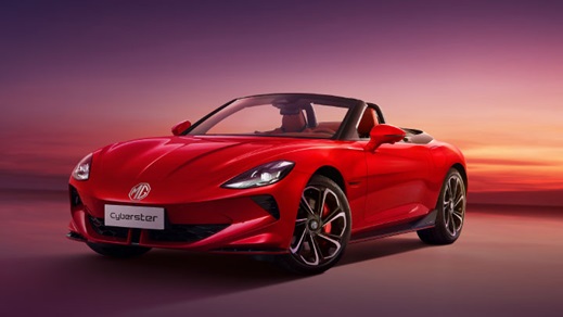 Red MG Cyberster Front With Top Down