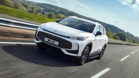 White MG HS Exterior Front Driving