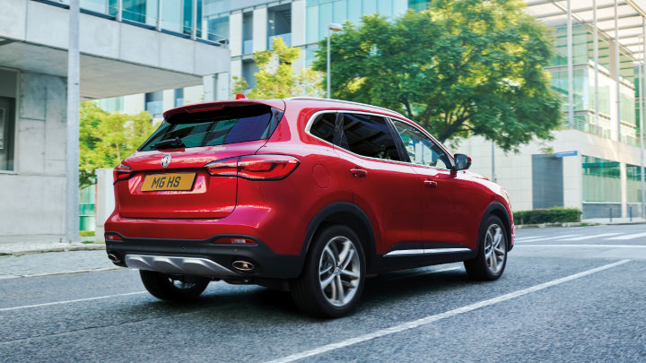 Red MG HS Parked Rear View