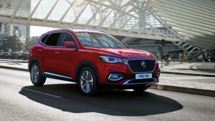 Red MG HS Front Driving On Road