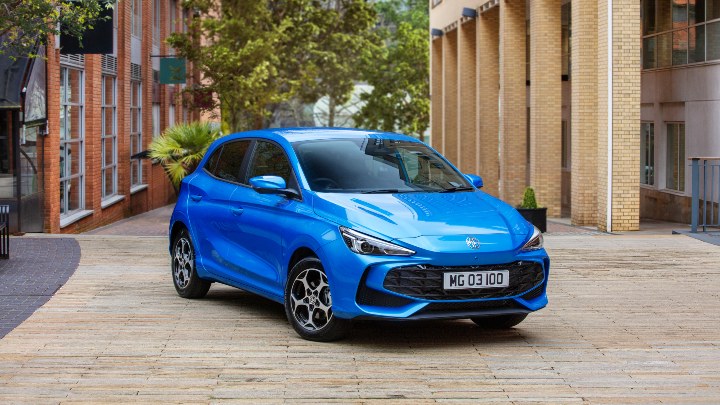 Blue MG3 Exterior Front Static in Urban Area