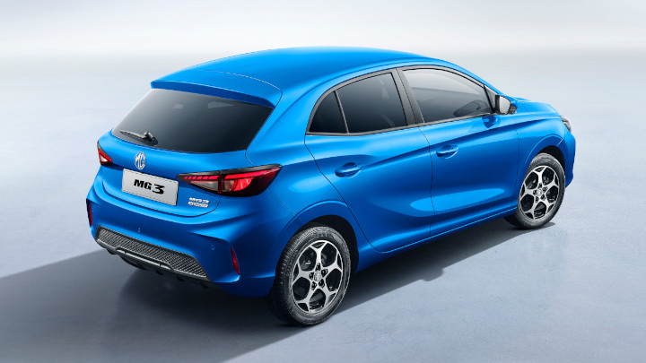 MG3 Hybrid+ Side Rear Angle Blue