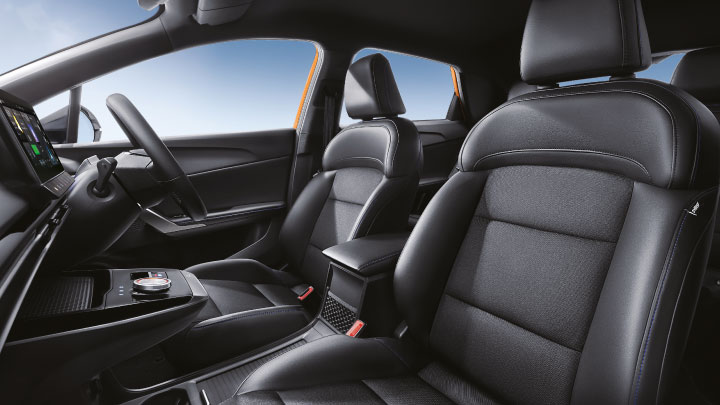 MG4 EV Interior With Black Leather Seats and Steering Wheel