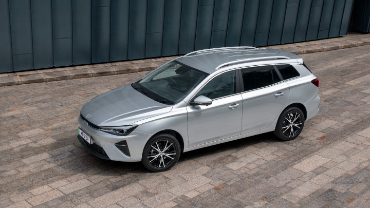 Silver MG5 EV Parked On Road