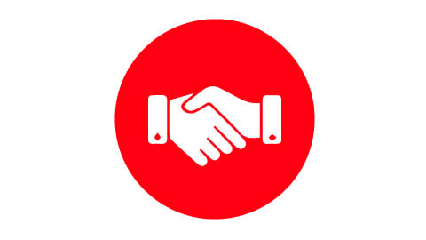 Red and White Handshake Logo