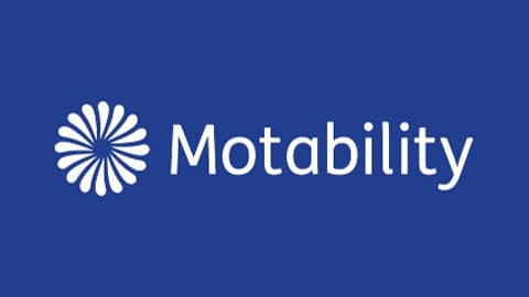 Motability logo on a blue background