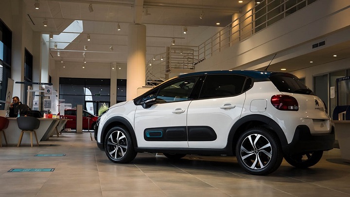 Citroen C3 parked in a showroom