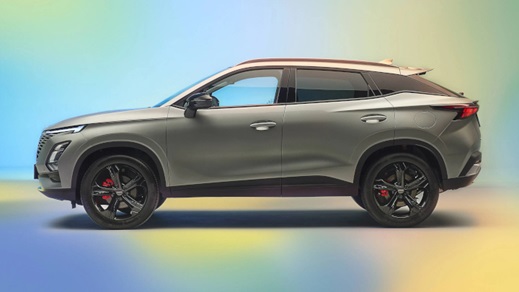 OMODA 5 Side Shot Infront of Colourful Gradient Background