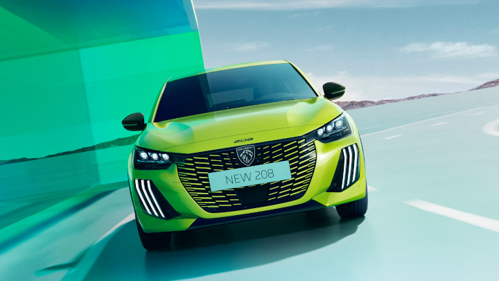 Yellow Peugeot 208 Front