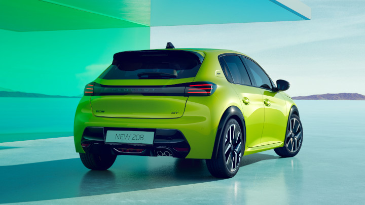 Yellow Peugeot 208 Rear