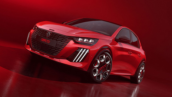 Red Peugeot e-208 GTi