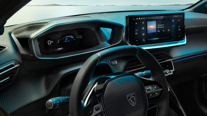 Yellow Peugeot 208 Interior