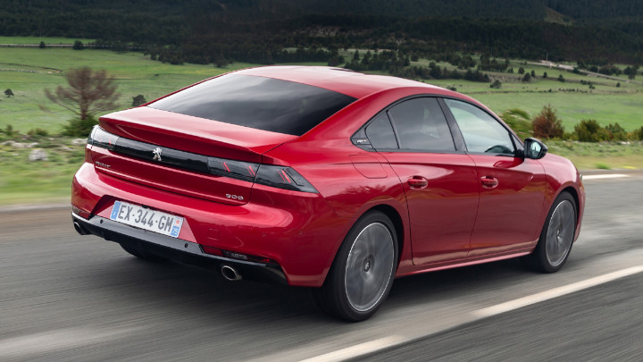 Red Peugeot 508 Exterior Rear Driving