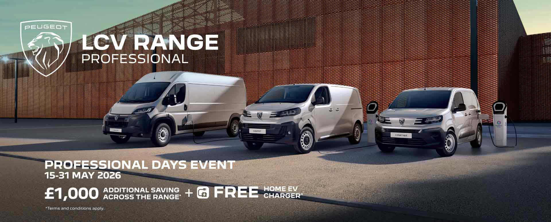 Three Peugeot Vans Parked In Front of Warehouse