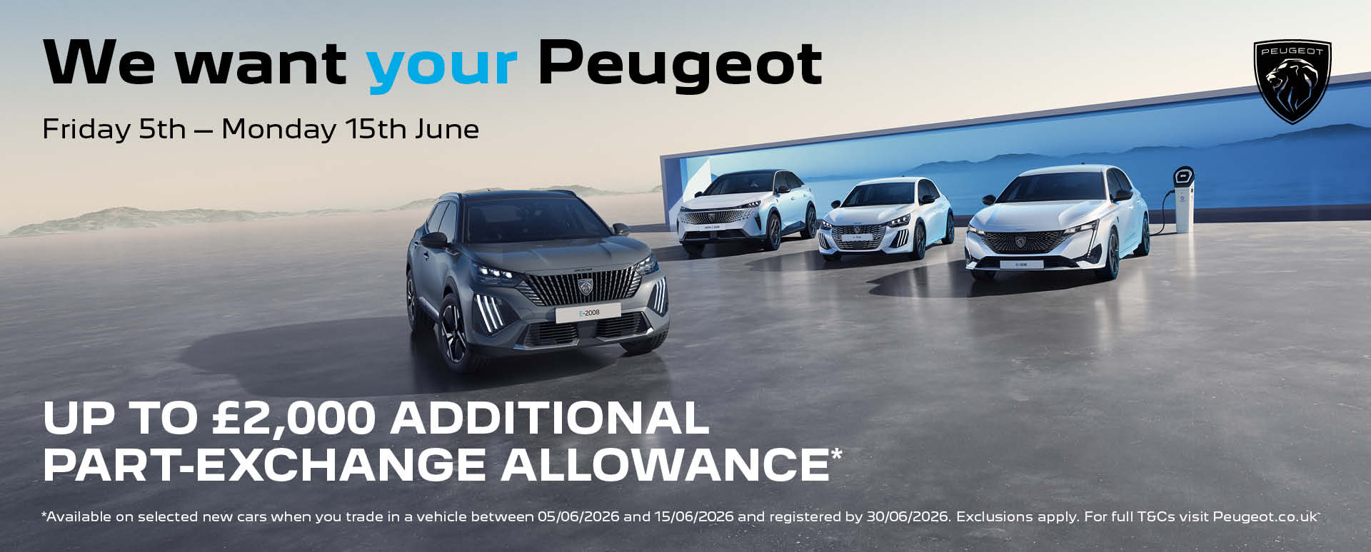 Four Peugeot Vehicles Parked in Studio Space