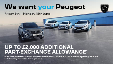 Four Peugeot Vehicles Parked in Studio Space