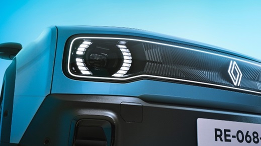 Blue Renault 4 Exterior Front Close-Up